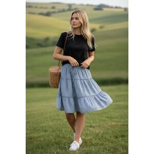 Princess Polly Women's 0 Blue White Ruffle Floral Tiered Mini Skirt Milkmaid